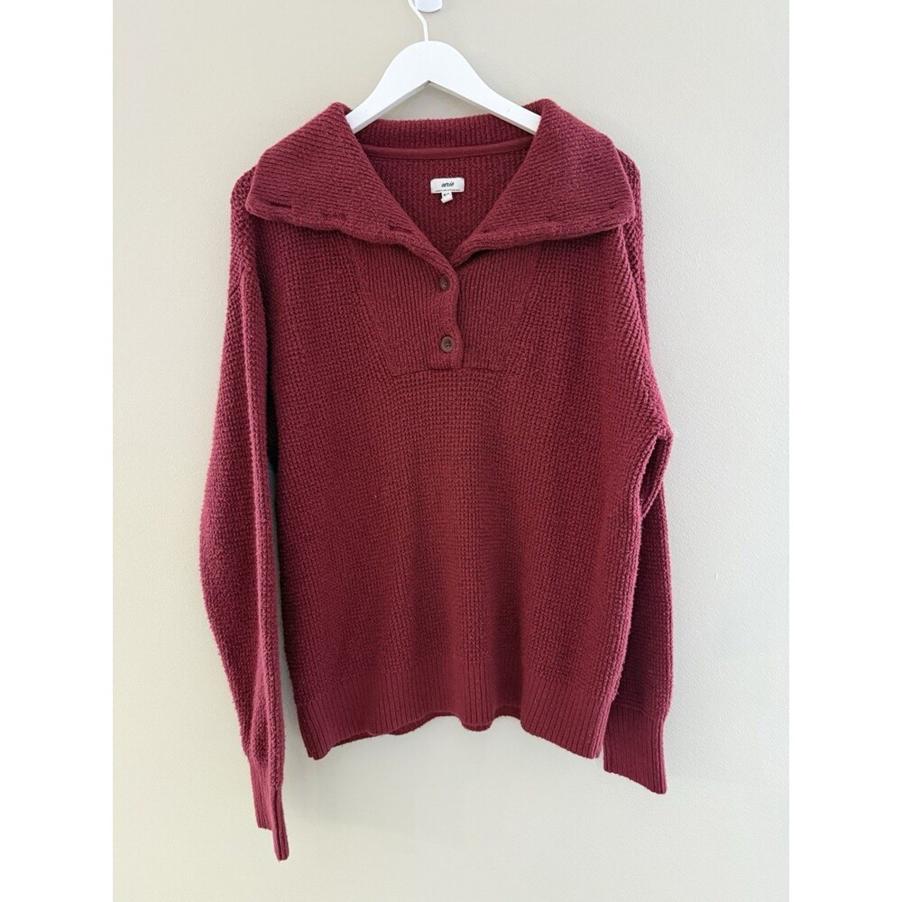 Aerie Maroon Henley Sweater - Medium